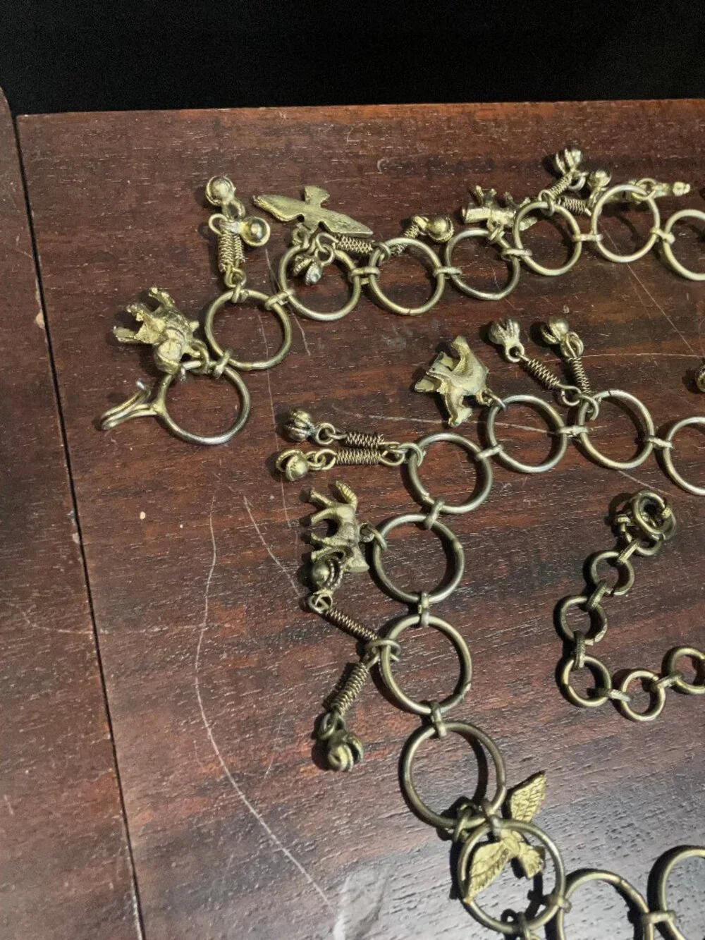 Vintage Metal Chain Belt with Animal Charms & Bells